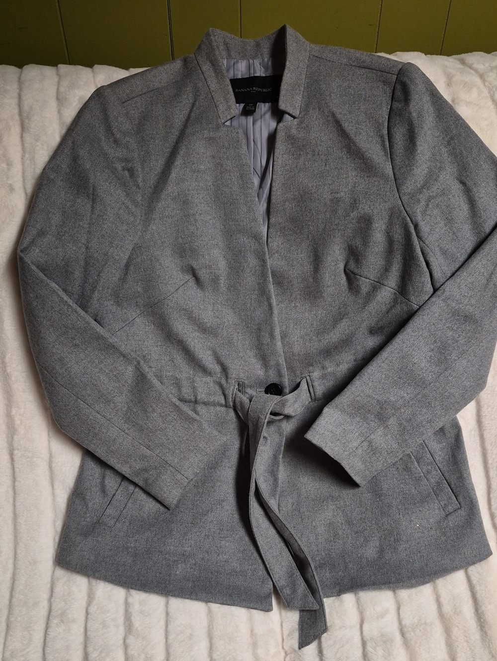 Banana Republic Gray Tie-Waist Trench Coat